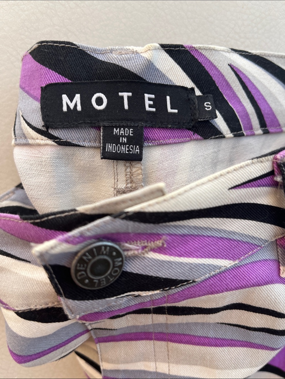 Motel Rocks Purple Wave Drawstring Boot-Cut Pants - Picture 9 of 9